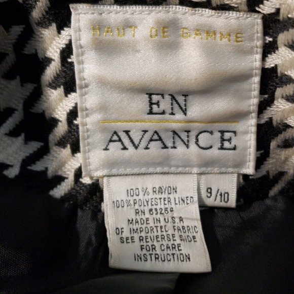 VTG EN AVANCE blazer jacket size 9/10 Houndstooth Black & White - Picture 5 of 5